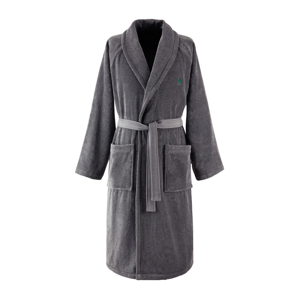 ralph lauren dressing gown grey Lauren Ralph Lauren QUILTED COLLAR ROBE - Dressing gown - grey