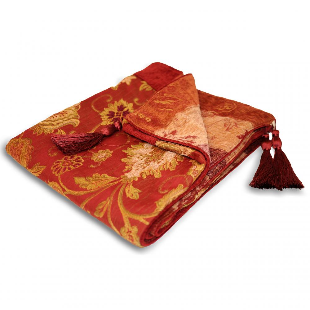 Paoletti Cuscino Decorativo Zurich Con Piuma 45x45 Cm - Cuscino Floreale Jacquard Reversibile In Borgogna, Con Tubolare E Chiusura Lampo, Stile Inglese