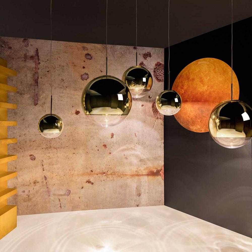Tom Dixon Mirror Ball Gold LED pendant | Seymour's Home