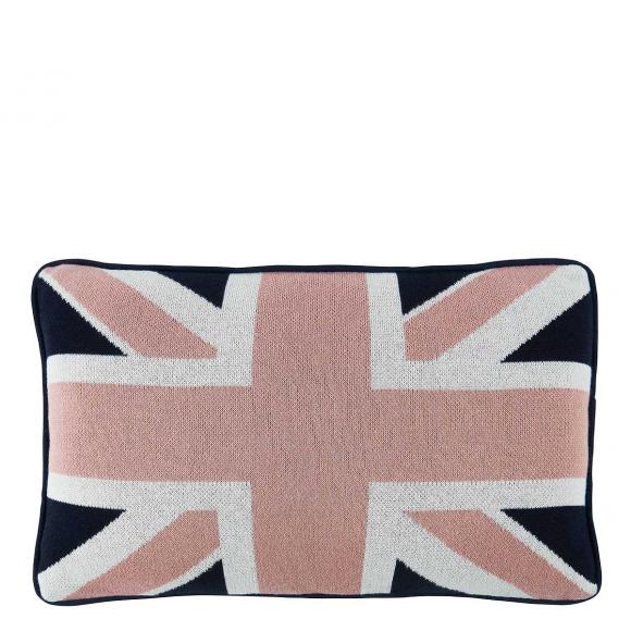 Jack Wills Union Jack Knitted Cushion Navy / Pink