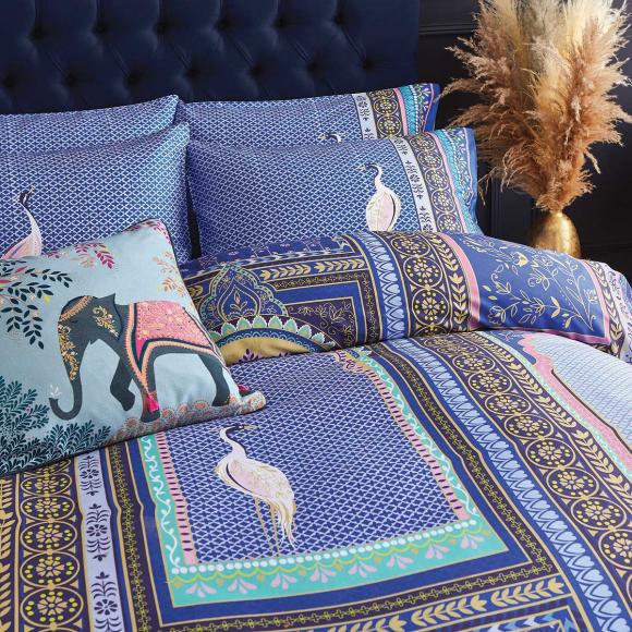 Sara Miller Embroidered Oasis Elephants Cushion
