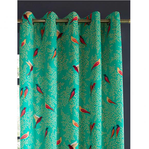 Sara Miller Green Birds Lined Curtains
