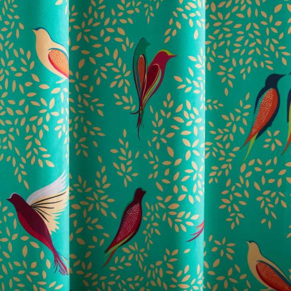 Sara Miller Green Birds Lined Curtains