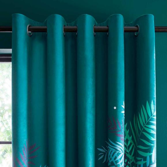 Sara Miller Teal Heron Lined Curtains