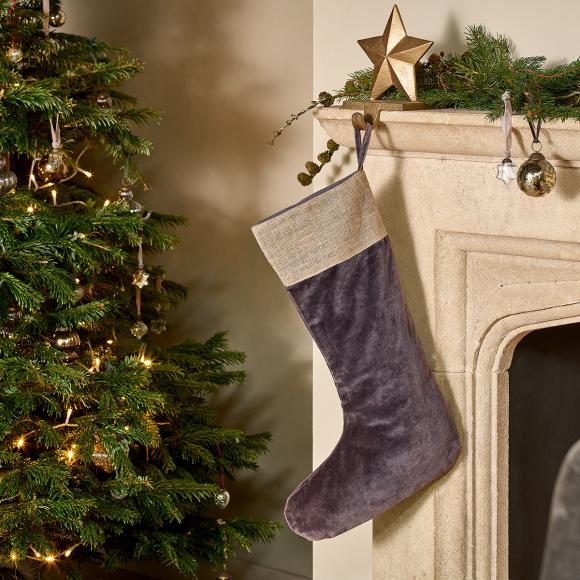 Nkuku Karru Cotton Velvet Stocking Charcoal