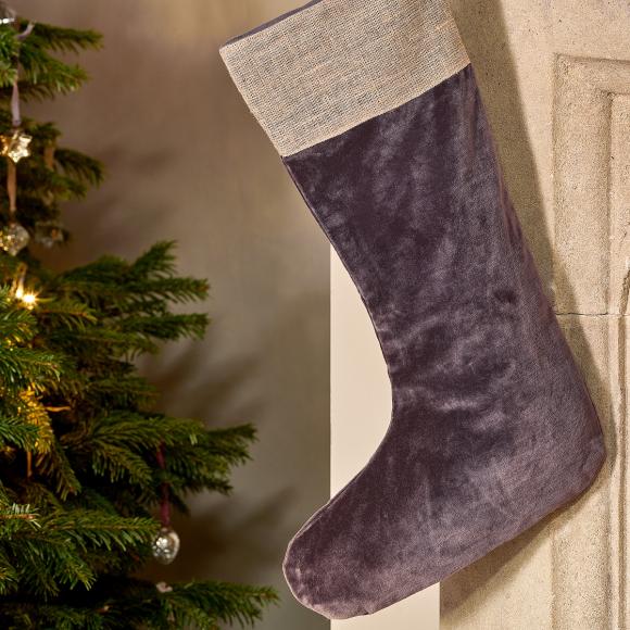 Nkuku Karru Cotton Velvet Stocking Charcoal