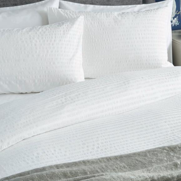 Laura Ashley Emma Seersucker White Duvet Cover Set