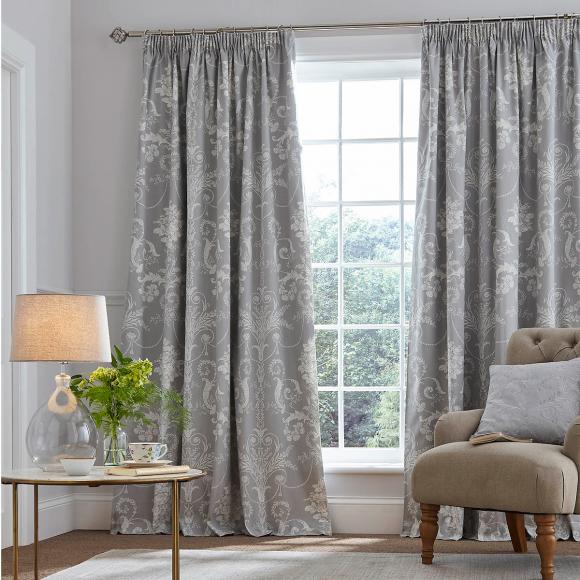 Laura Ashley Josette Steel Pencil Pleated Curtains
