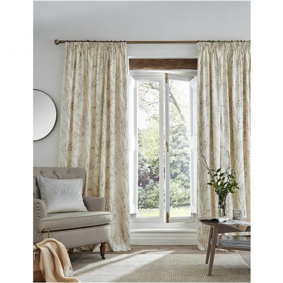 Laura Ashley Pussy Willow Off White / Dove Grey Pencil Pleated Curtains