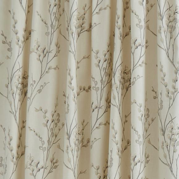Laura Ashley Pussy Willow Off White / Dove Grey Pencil Pleated Curtains