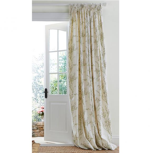 Laura Ashley Pussy Willow Off White / Hedgerow  Thermal Lined Door Curtain