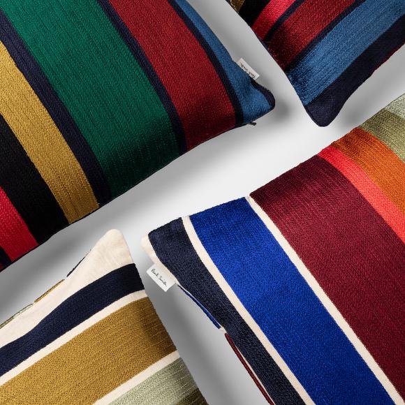 Paul Smith Embroidered Signature Stripe Bolster Cushion 96 multi