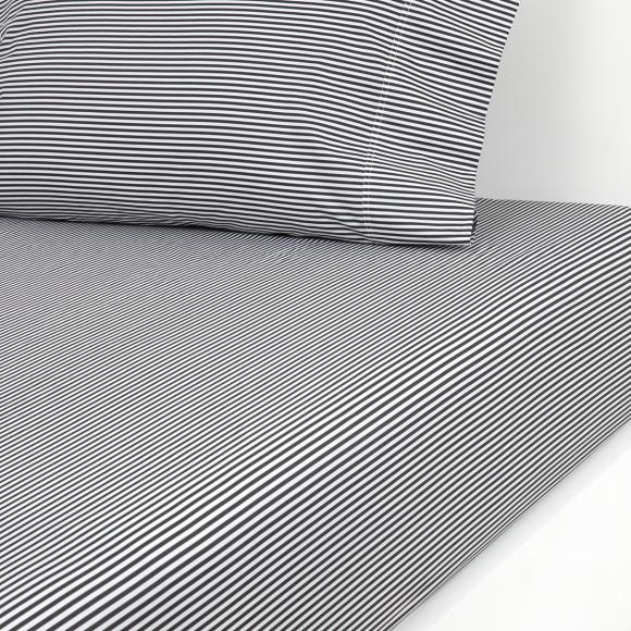 Ralph Lauren Home Shirting Stripe Fitted Sheet Black and White