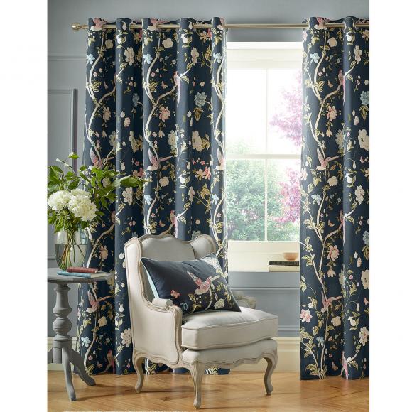 Laura Ashley Summer Palace Midnight Eyelet Curtains