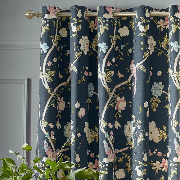 Laura Ashley Summer Palace Midnight Eyelet Curtains