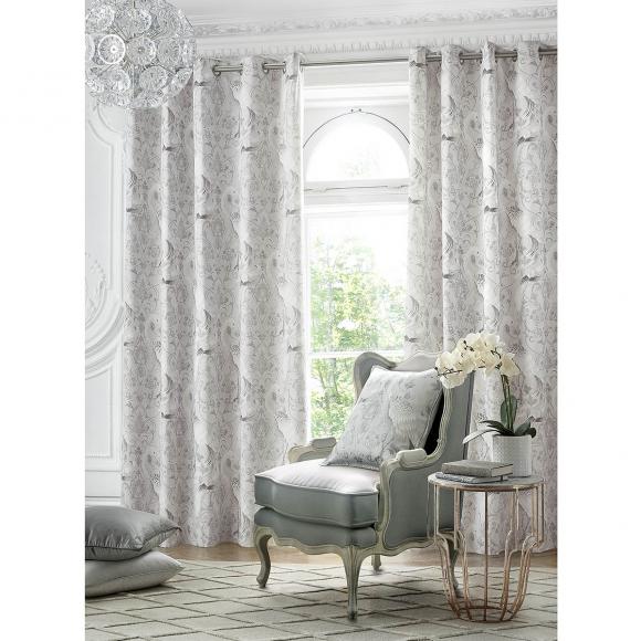 Laura Ashley Tregaron Silver Eyelet Curtains