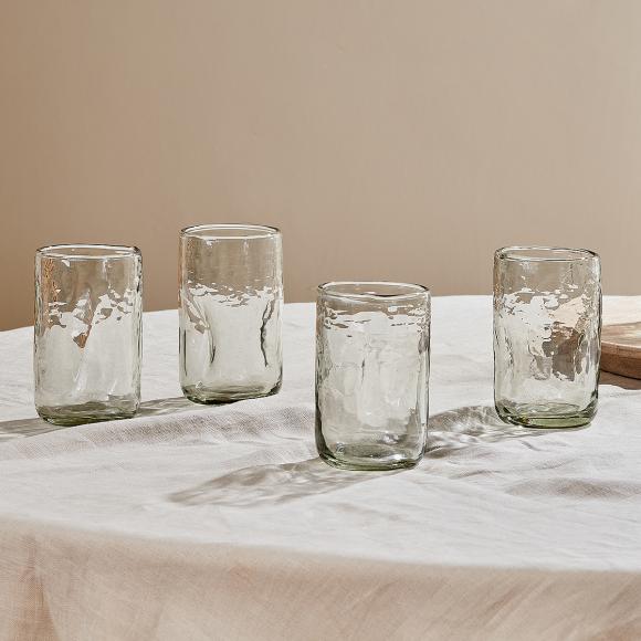 Nkuku Chandani Short Tumbler -  Set of 4  - Clear Recycled Glass