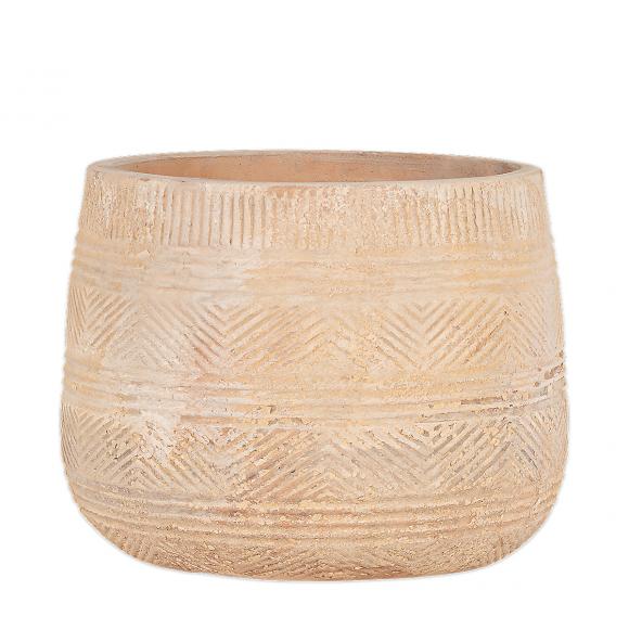 Nkuku Zadie Etched, Neutral Ceramic Planter