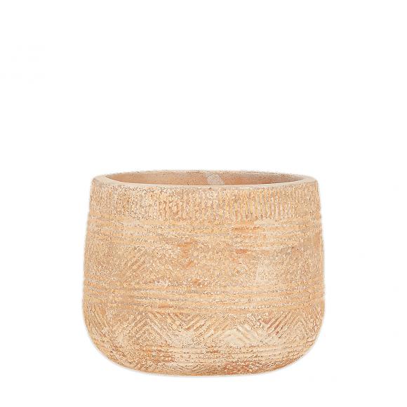 Nkuku Zadie Etched, Neutral Ceramic Planter