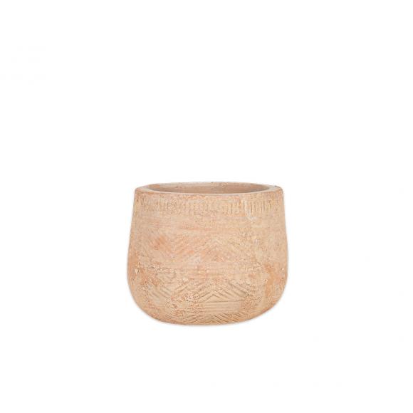 Nkuku Zadie Etched, Neutral Ceramic Planter