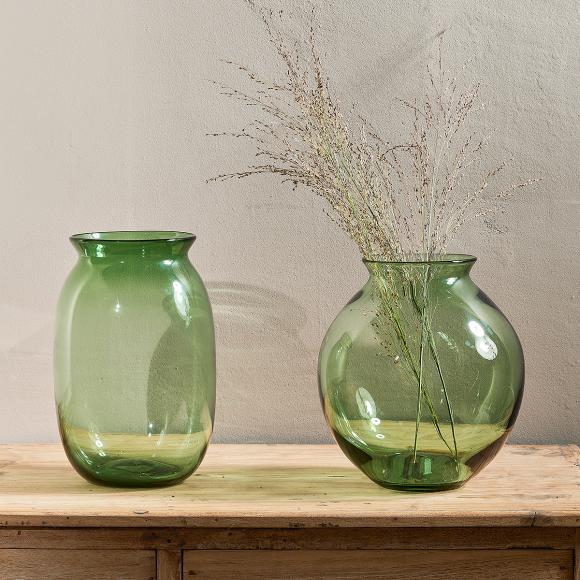 Nkuku Vanita Glass Vase - Wide - Green 