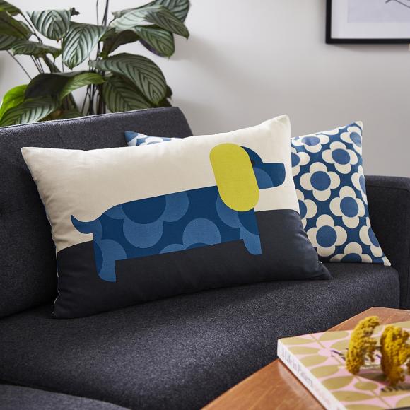 Orla Kiely Dachshund Blue Cushion