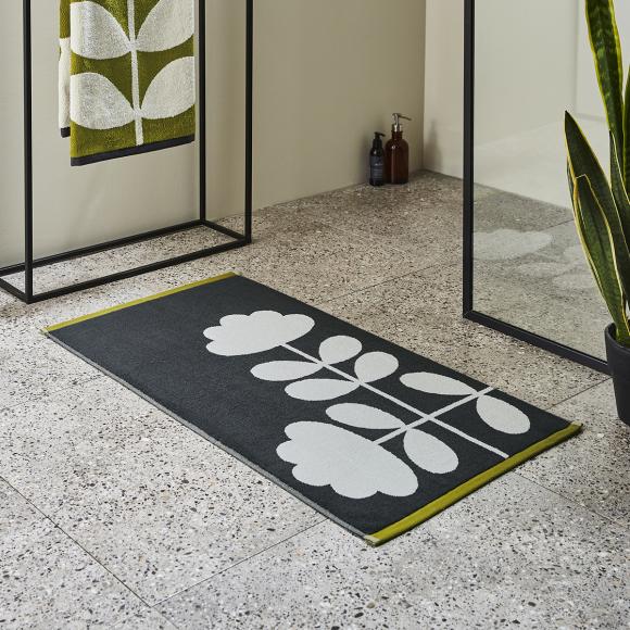 Orla Kiely Cut Stem Bath Mat Moss & Charcoal