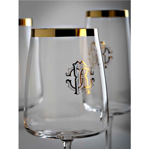 Roberto Cavalli New Monogram Gold Wine Goblet