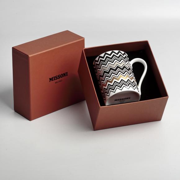Missoni Home Zig Zag Gold Mug in luxury gift box