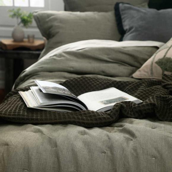 MM Linen Laundered Linen Bedspread Set Olive