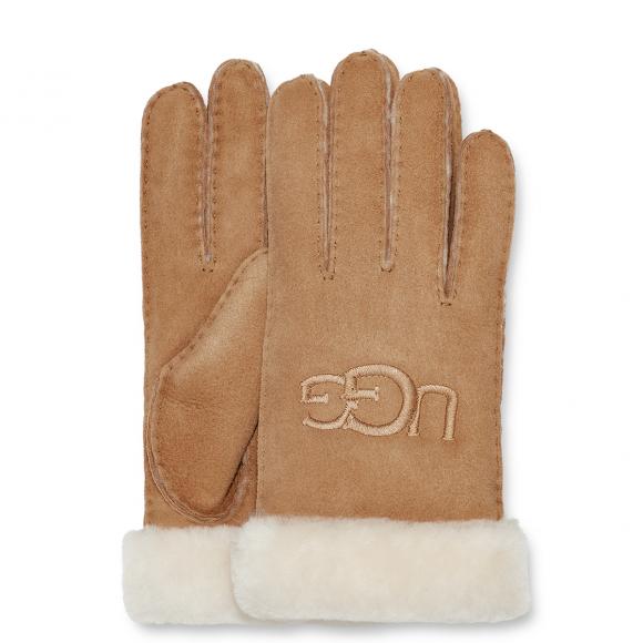 UGG Sheepskin Embroidered Glove Chestnut