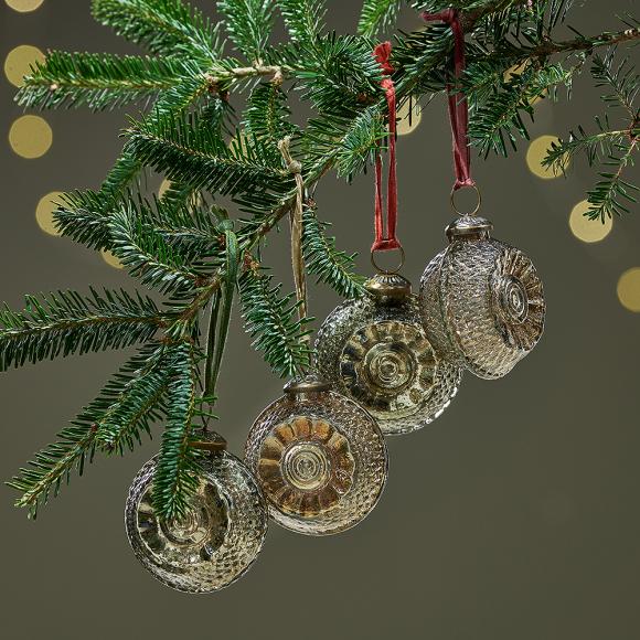 Nkuku Abitha Baubles - Gold & Grey - Set of 4 