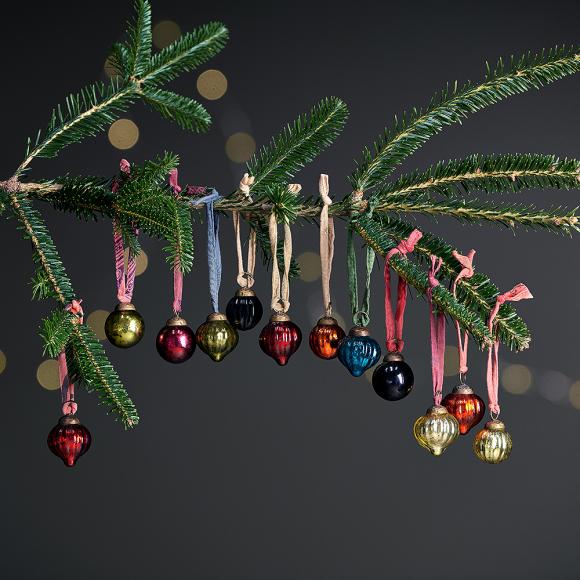 Nkuku Dew Drop Baubles - Mixed Colours  - Set of 12 