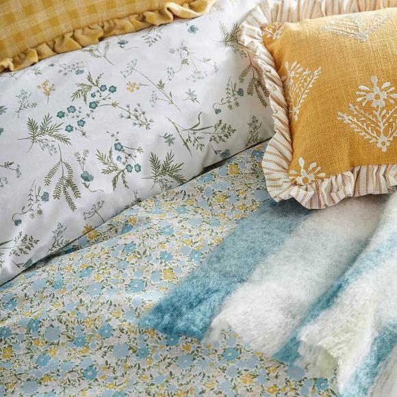 Laura Ashley Colton Check Newport Blue Cushion