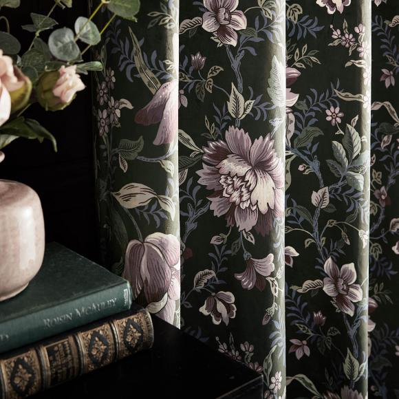 Laura Ashley Edita's Garden Charcoal Curtains
