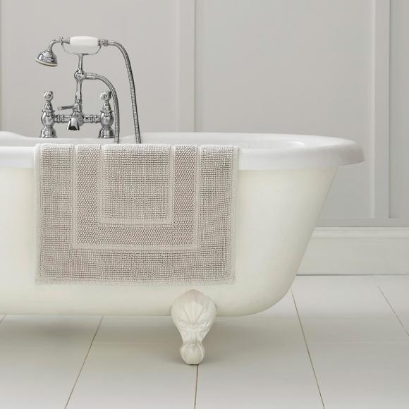 Laura Ashley Border Cotton Bath Mat Dove Grey
