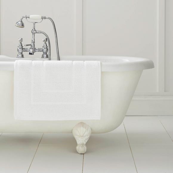 Laura Ashley Border Cotton Bath Mat White
