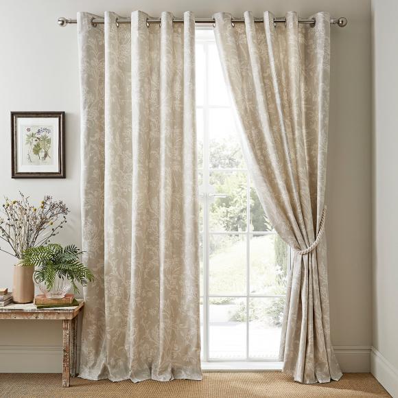 Laura Ashley Lloyd Dove Grey Eyelet Curtains