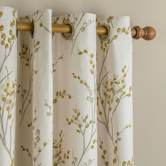 Laura Ashley Pussy Willow Ochre Eyelet Curtains