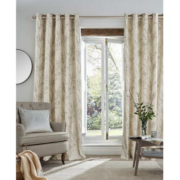 Laura Ashley Pussy Willow Off-White / Dove Grey Eyelet Curtains
