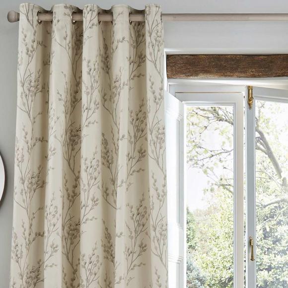 Laura Ashley Pussy Willow Off-White / Dove Grey Eyelet Curtains