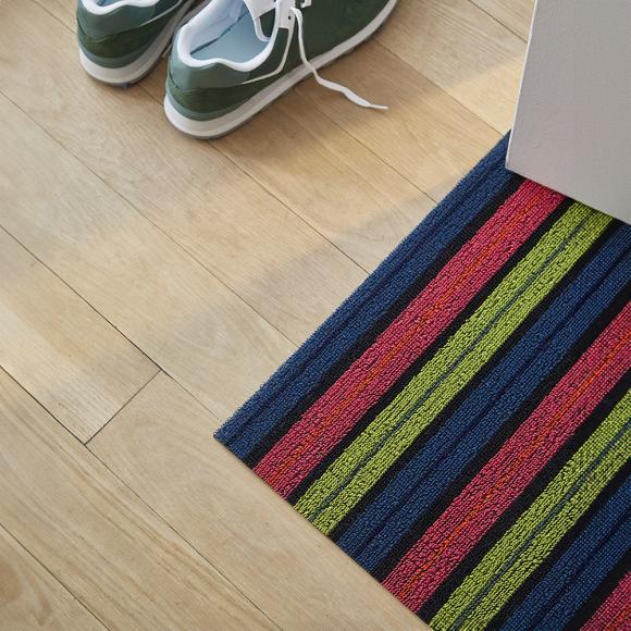 Chilewich Ribbon Stripe Limelight Shag Mat