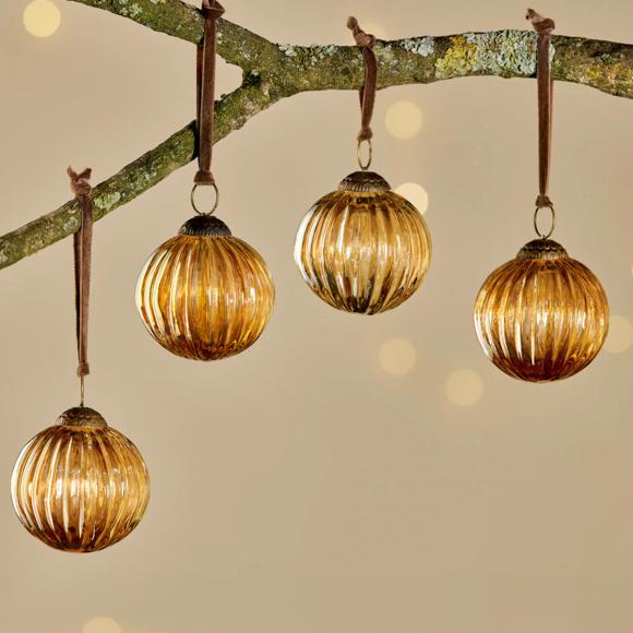 Nkuku Betini Baubles - Gold (set of 4)