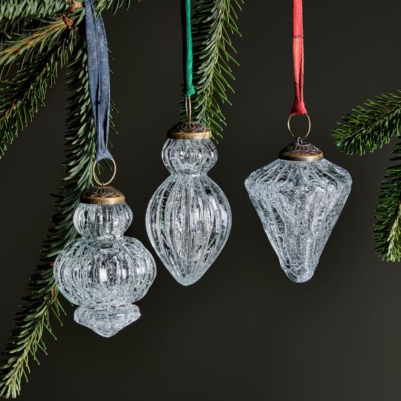 Nkuku Calida Baubles - Clear Crackle (set of 3)