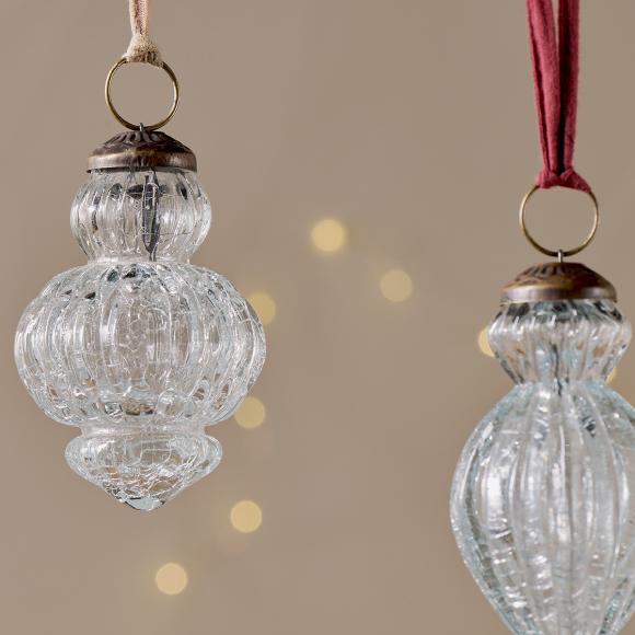 Nkuku Calida Baubles - Clear Crackle (set of 3)