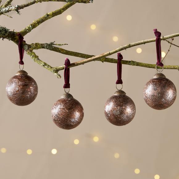 Nkuku Darya Baubles - Clear Burgundy (set of 4)