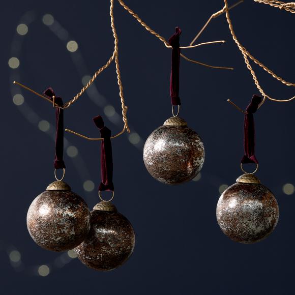 Nkuku Darya Baubles - Clear Burgundy (set of 4)