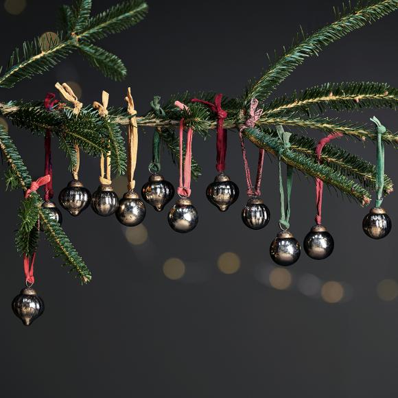 Nkuku Dew Drop Baubles - Antique Gold  - Set of 12 