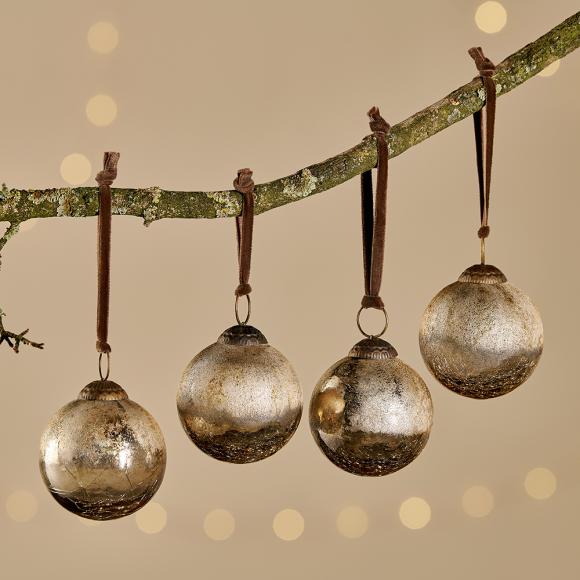 Nkuku Konara Baubles - Gold Crackle (set of 4)