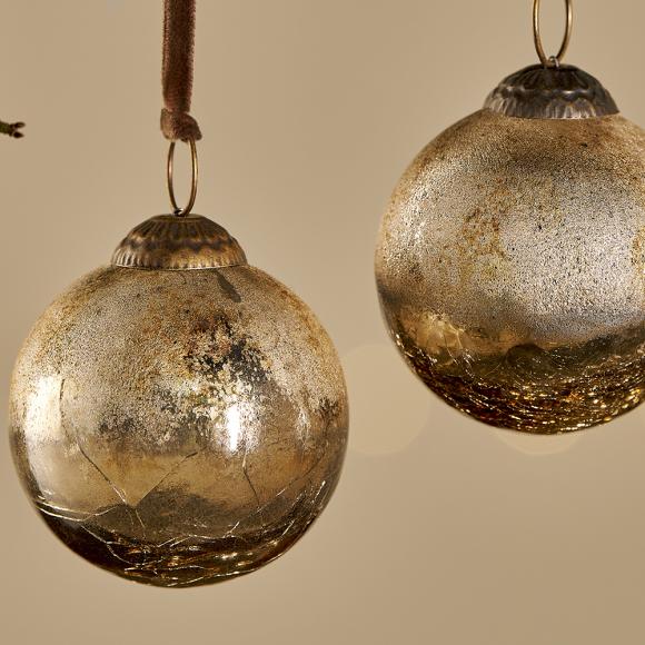 Nkuku Konara Baubles - Gold Crackle (set of 4)